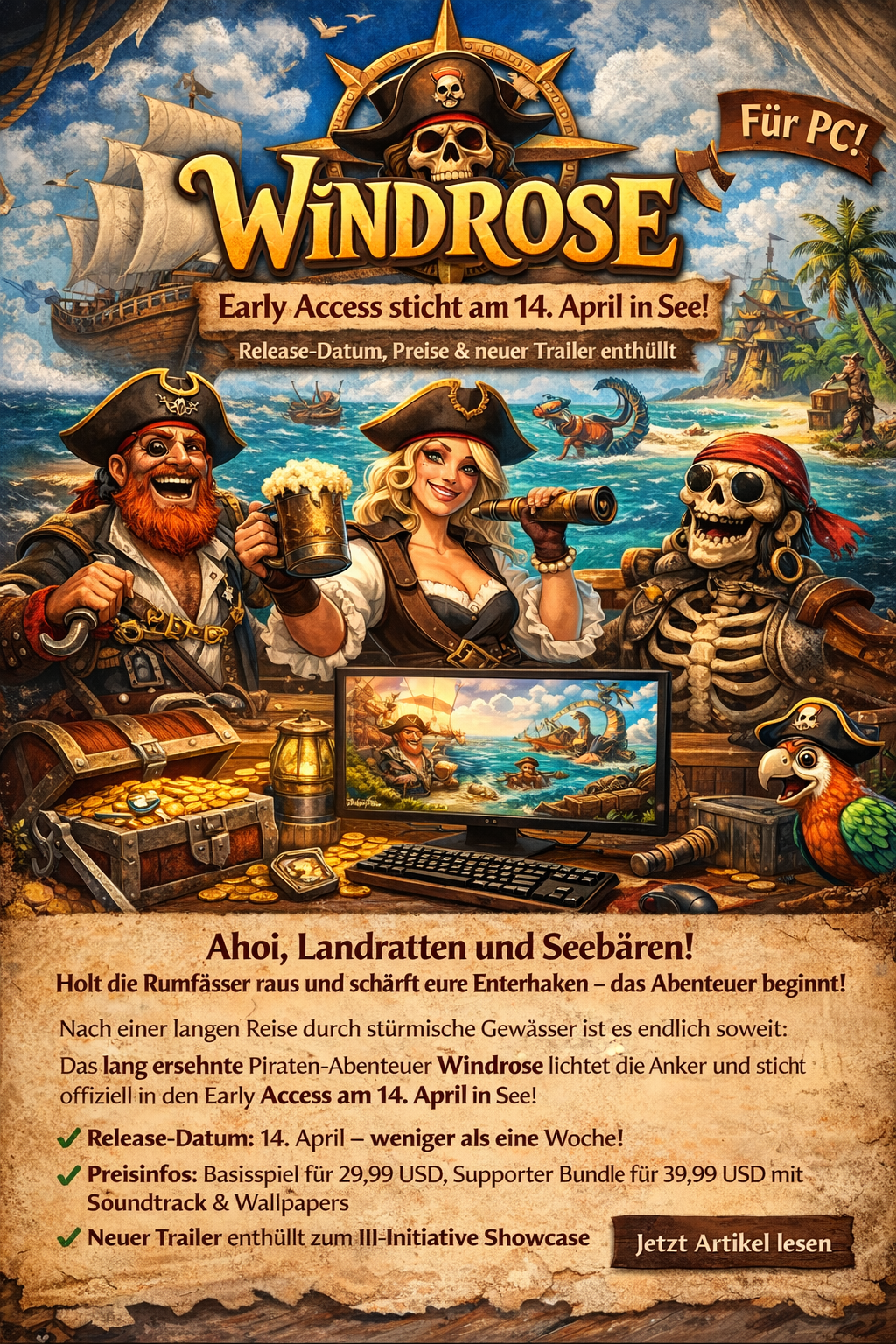 🏴‍☠️ Windrose Early Access sticht am 14. April in See!